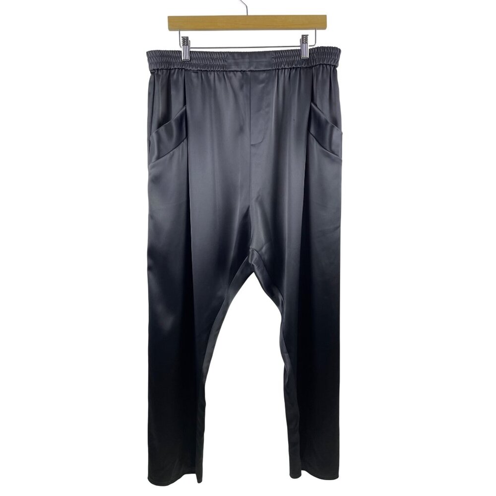 Baja East Women's Size 5 Satin Drop Crotch Pull-On Gray Harem Pants Gray